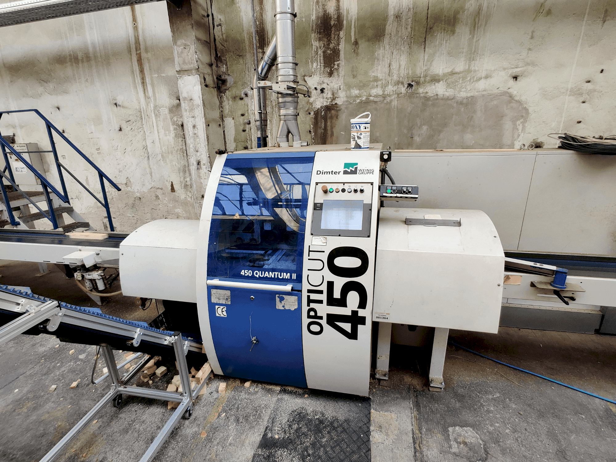 Вид станка WEINIG / DIMTER Combiscan C200 4/4 & OPTICUT 450 Q спереди